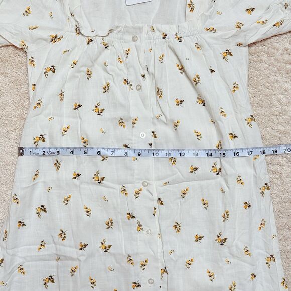 NWT Anthropologie OPT White & Yellow Floral Tie Waist Puff Sleeve Maxi Dress M - Picture 10 of 14